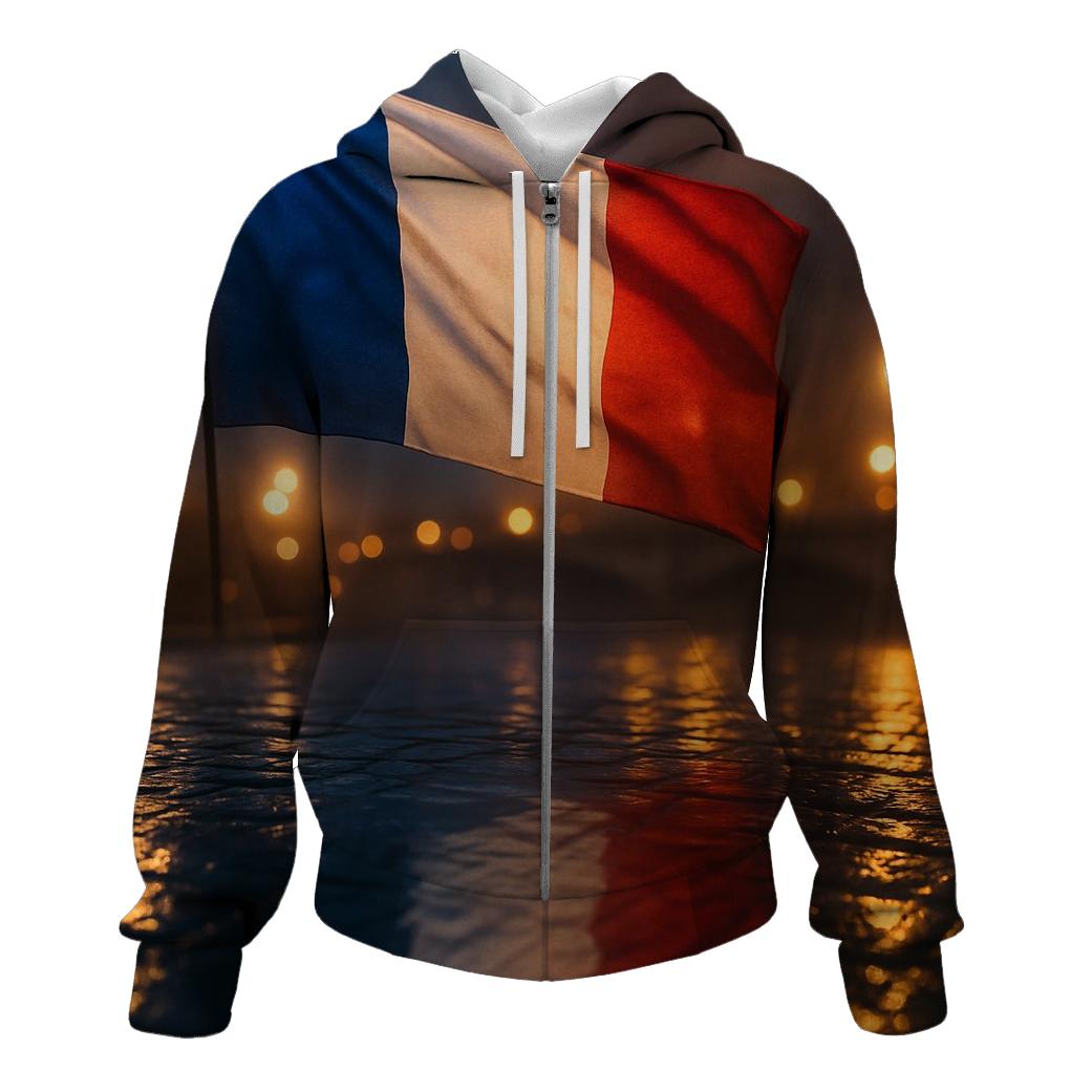 France City Rain Reflection Flag custom hoodies