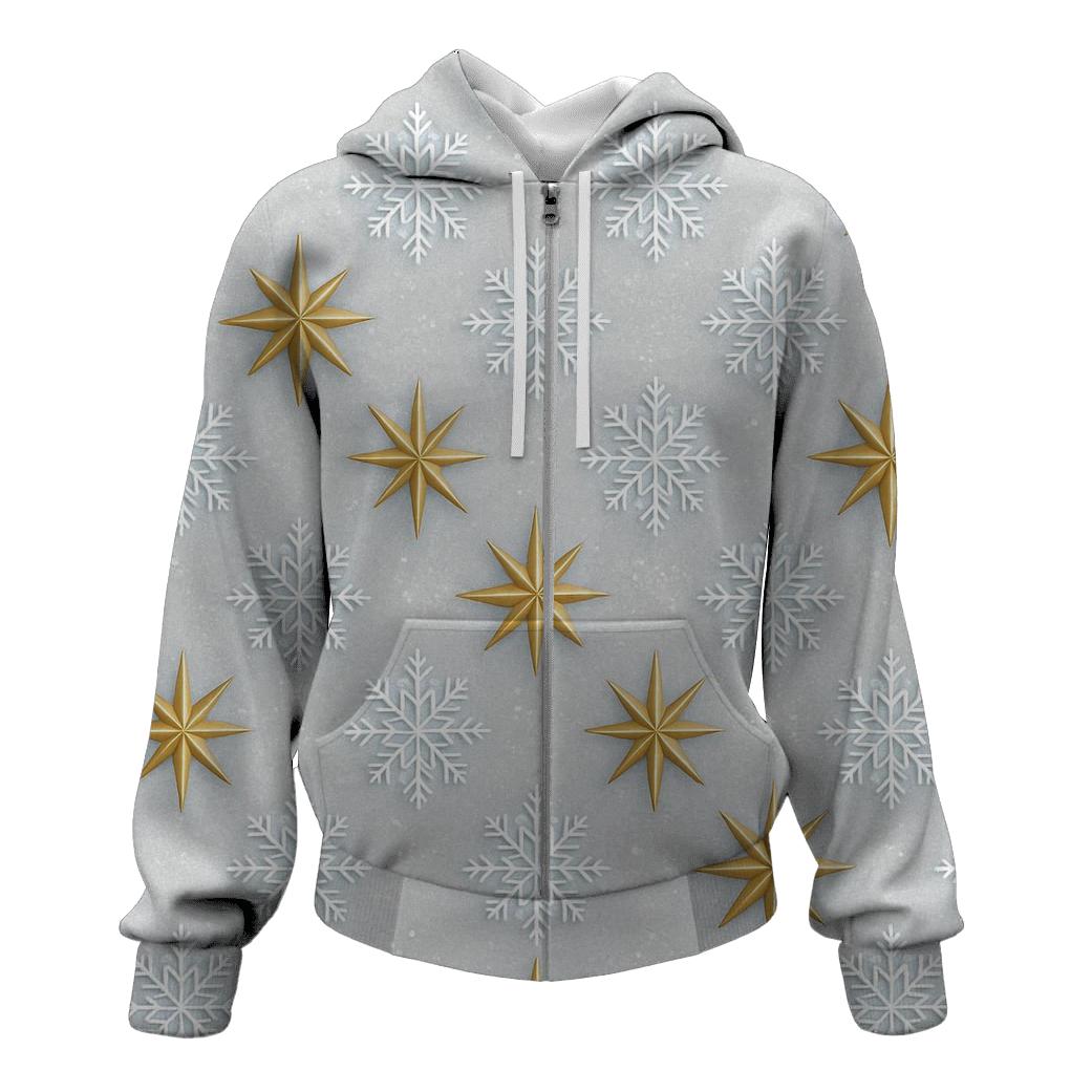 Star And Snowflake Diagonal Array On Light Gray Background hoodie styles