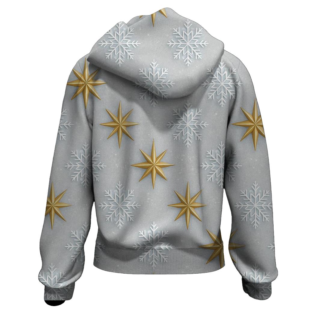 Star And Snowflake Diagonal Array On Light Gray Background hoodie styles