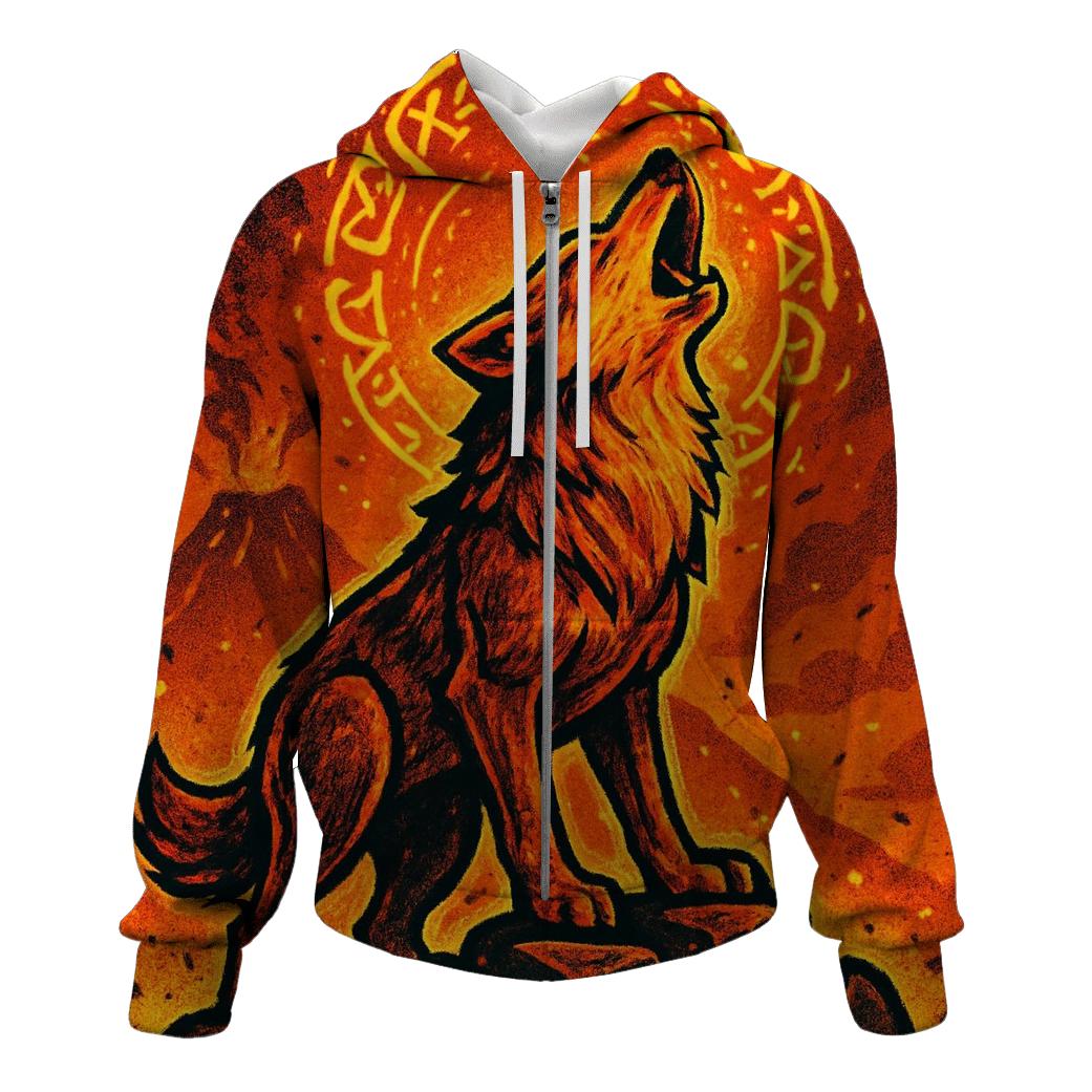 Volcanic Choir Wolf Of Ember Runes heavyweight hoodies