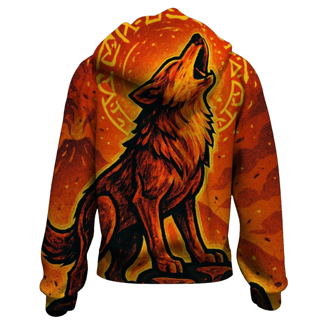 Volcanic Choir Wolf Of Ember Runes heavyweight hoodies