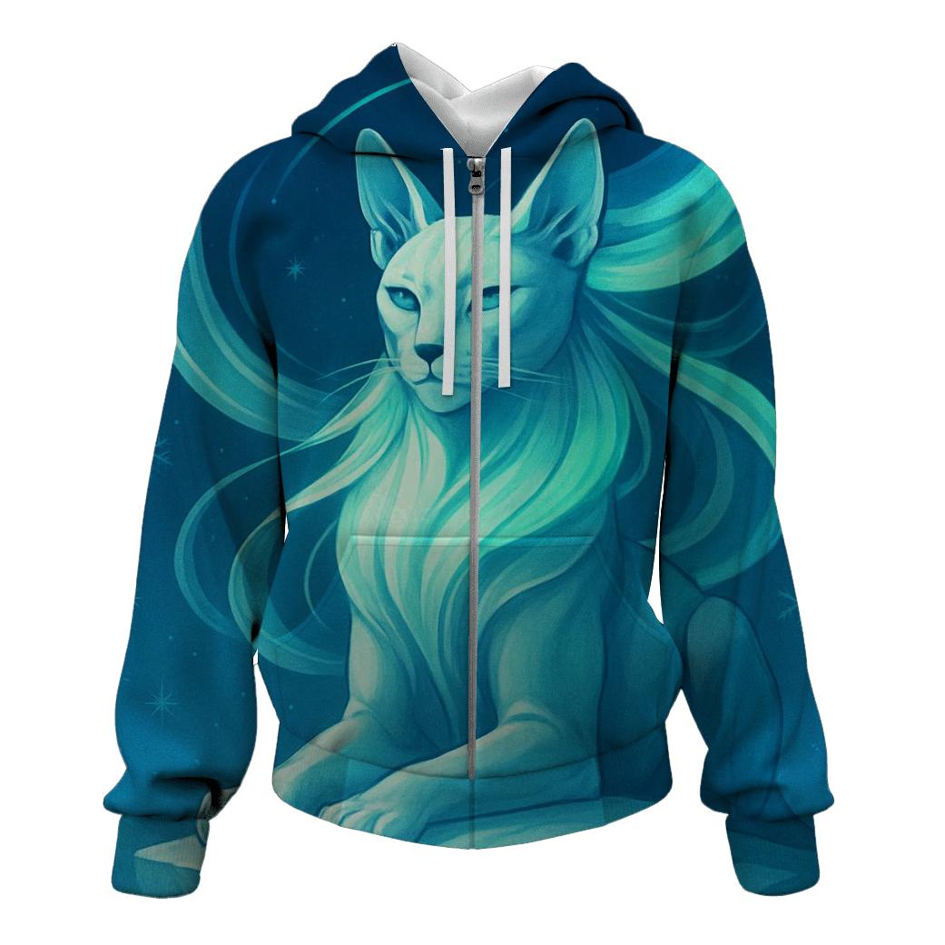Frozen Aurora Sphinx Cat heavyweight hoodies