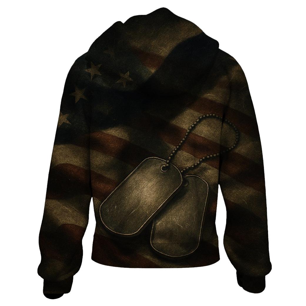 Dog Tags On Flag Shadowed By Wings hoodie styles