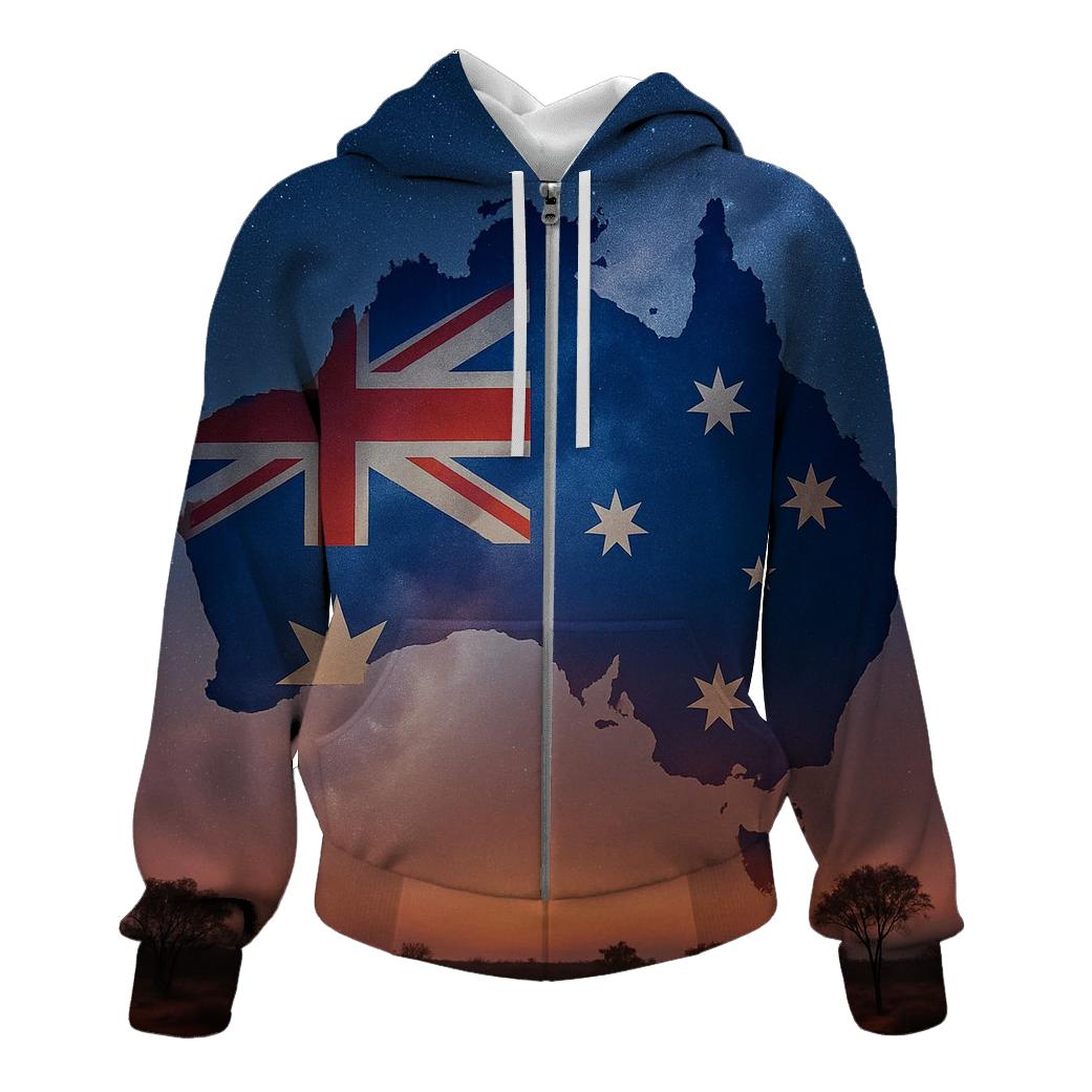 Australia Desert Sky Flag Map lightweight hoodies