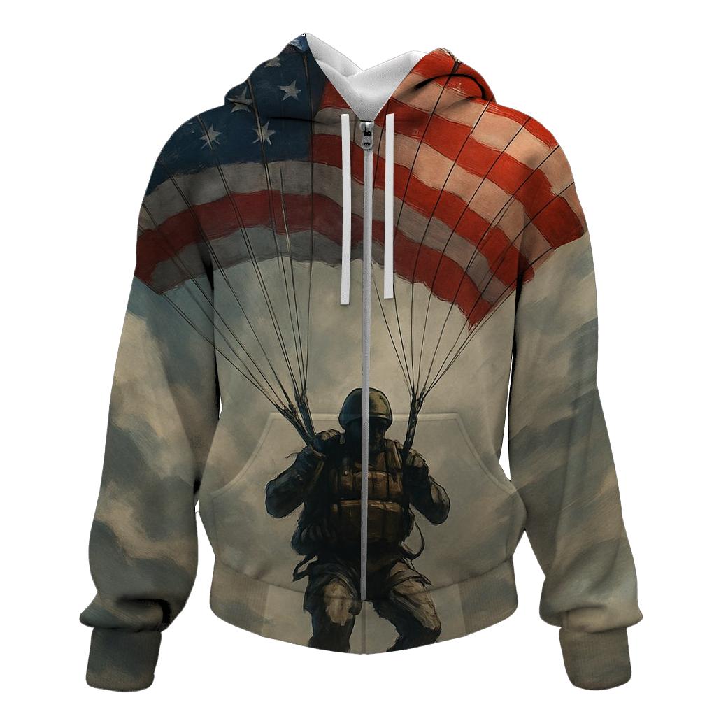 Paratrooper Descent Through Flag Clouds hoodie trends