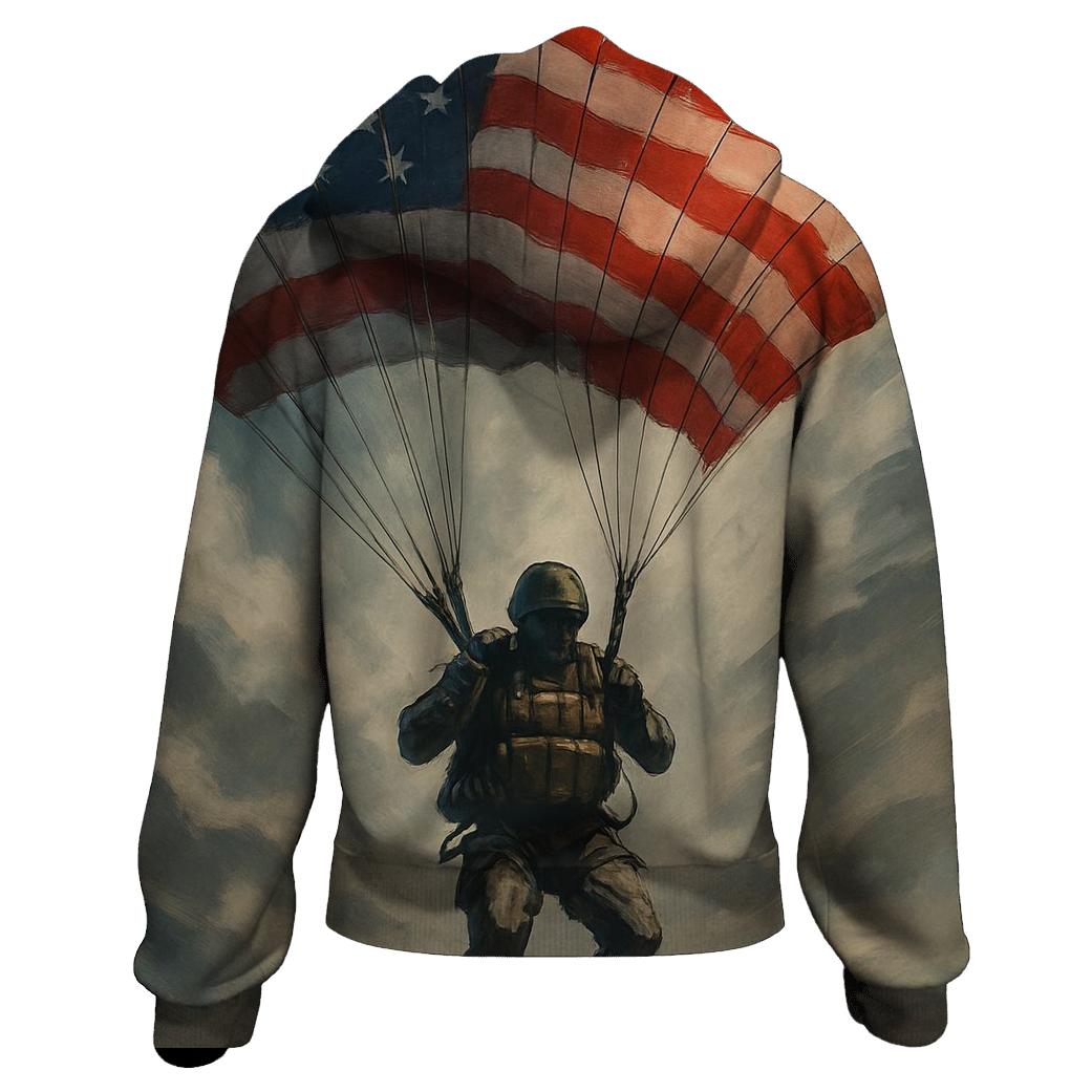 Paratrooper Descent Through Flag Clouds hoodie trends