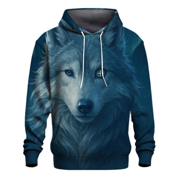 Aurora Compass Wolf Sentinel printed hoodies