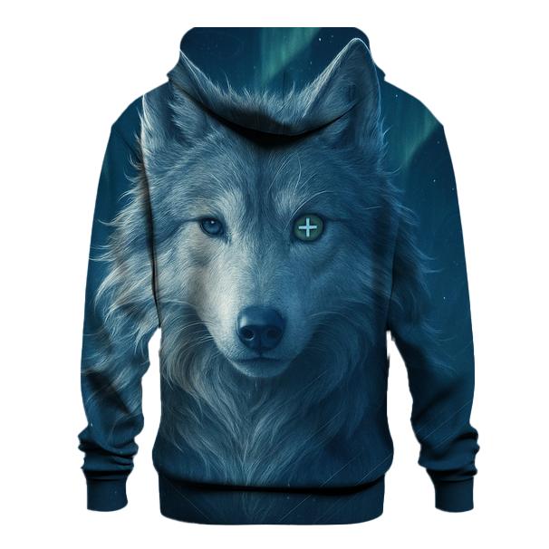 Aurora Compass Wolf Sentinel printed hoodies
