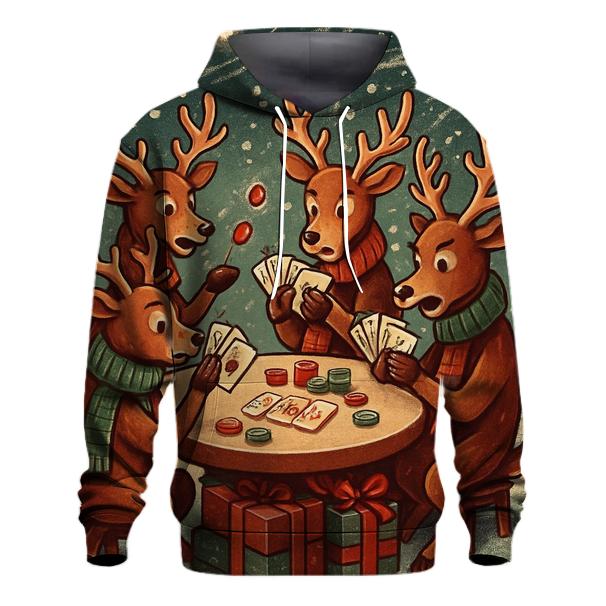 Reindeer Card Game Blizzard Table embroidered hoodies