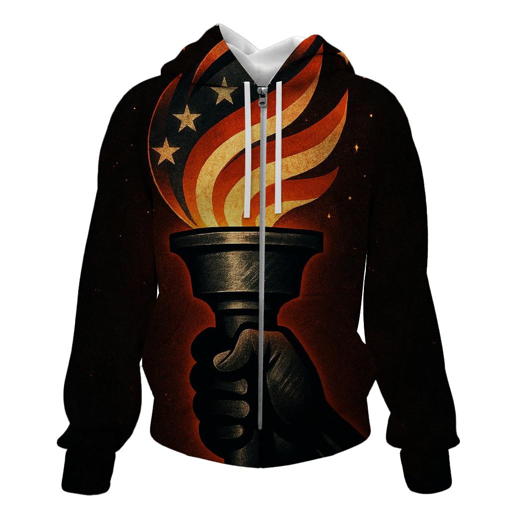 Torch Of Liberty In Steel And Stripes custom hoodies