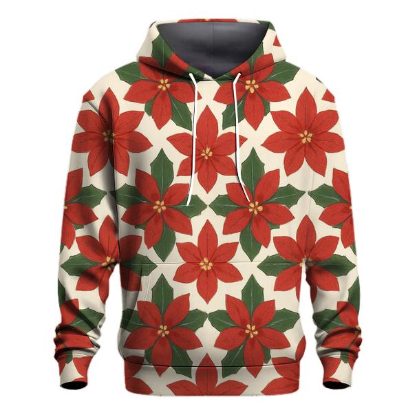 Poinsettia Snowflake Rosette Tessellation On Ivory Background designer hoodies