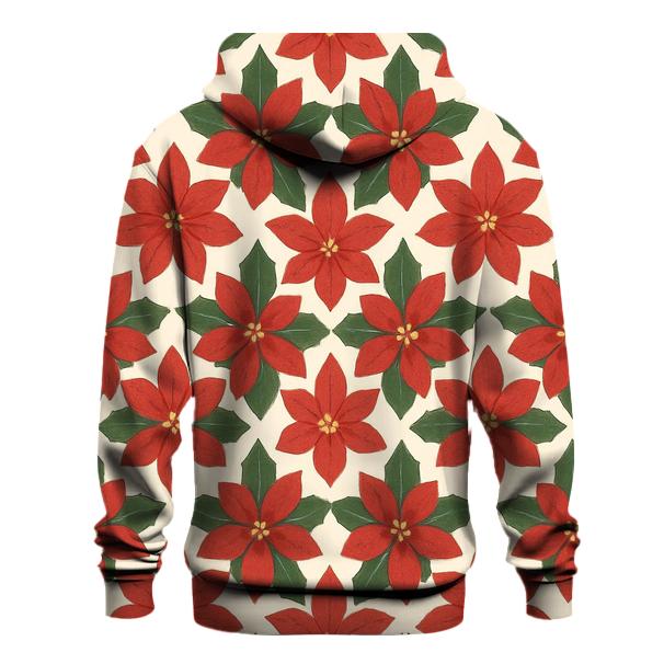 Poinsettia Snowflake Rosette Tessellation On Ivory Background designer hoodies