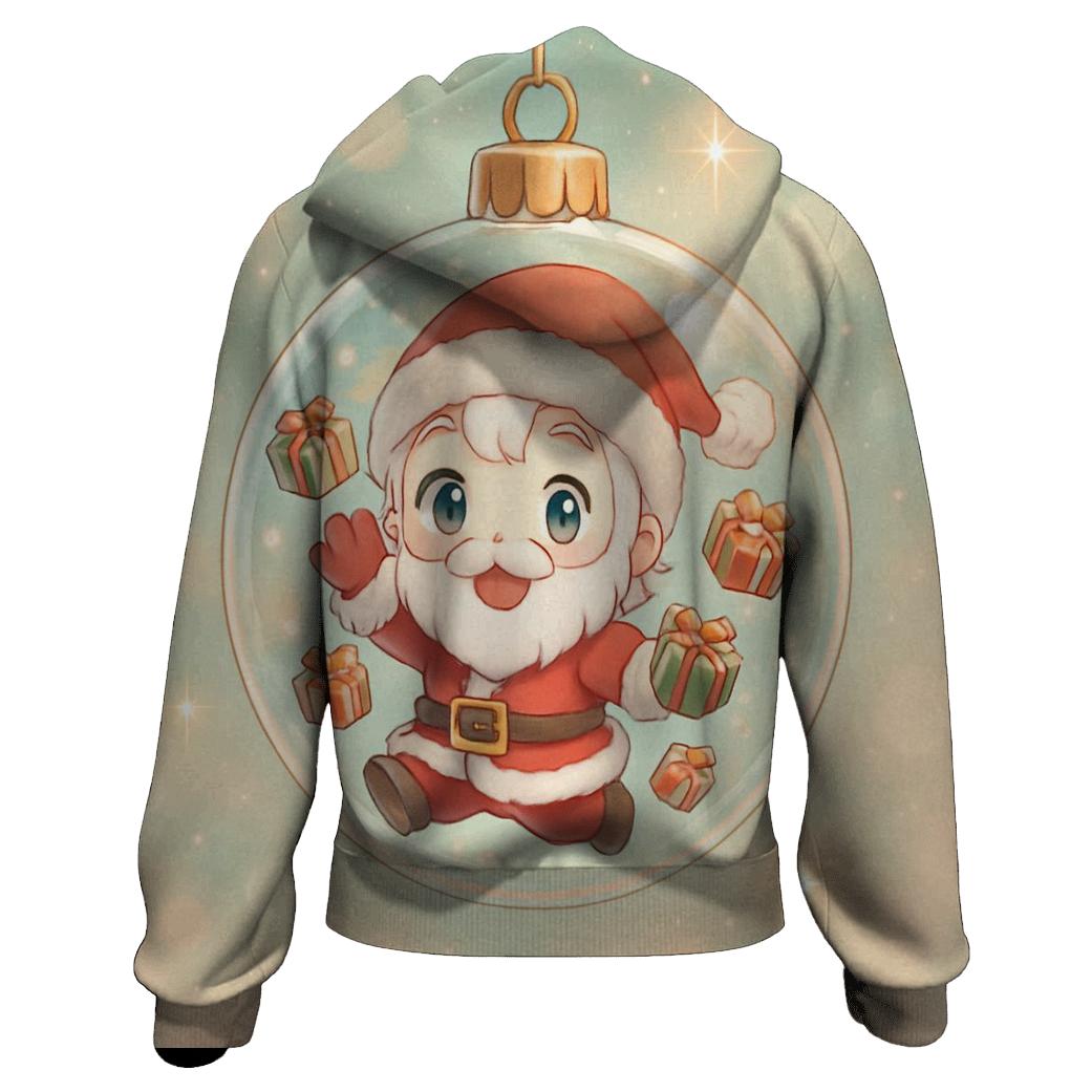 Chibi Santa In Ornament Bubble Float zip-up hoodies
