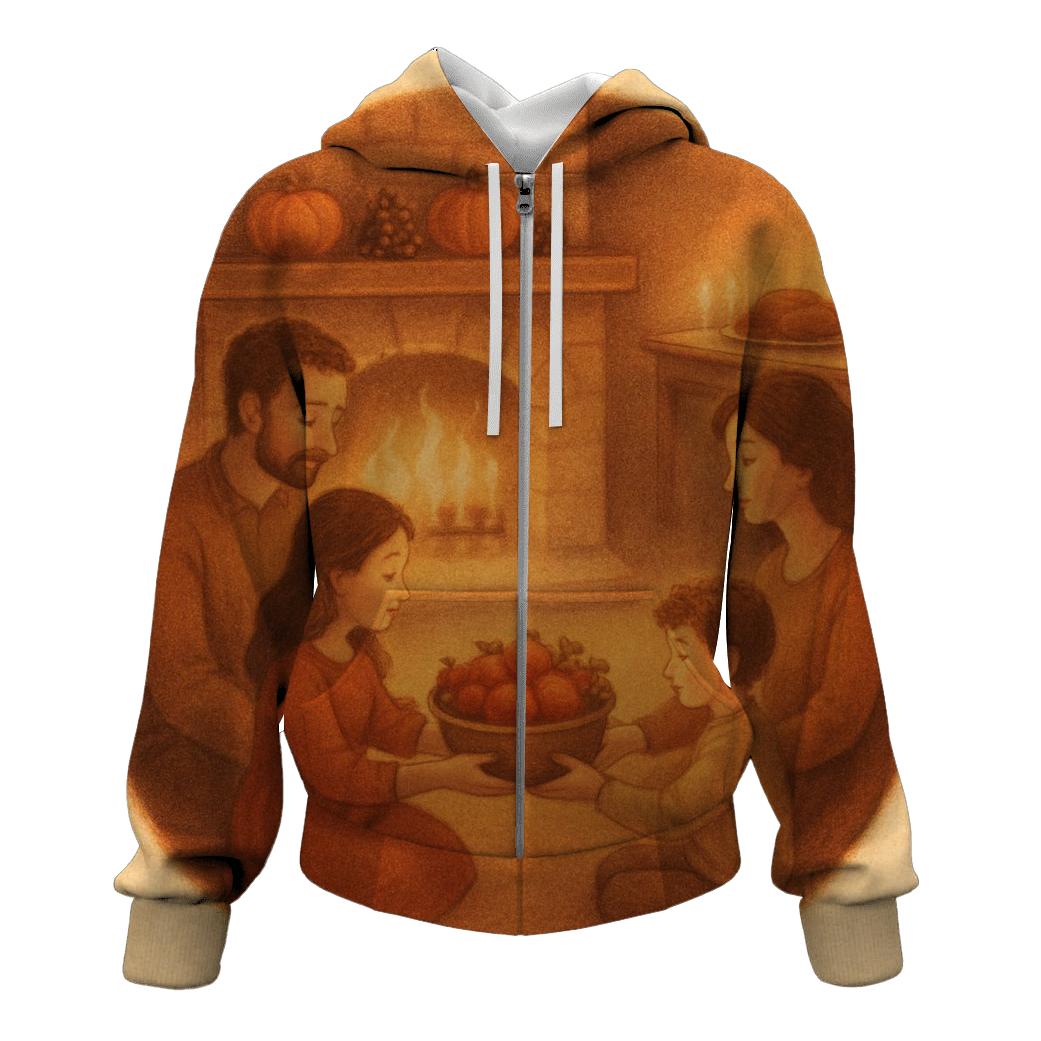 Gratitude Circle By Fireplace heavyweight hoodies