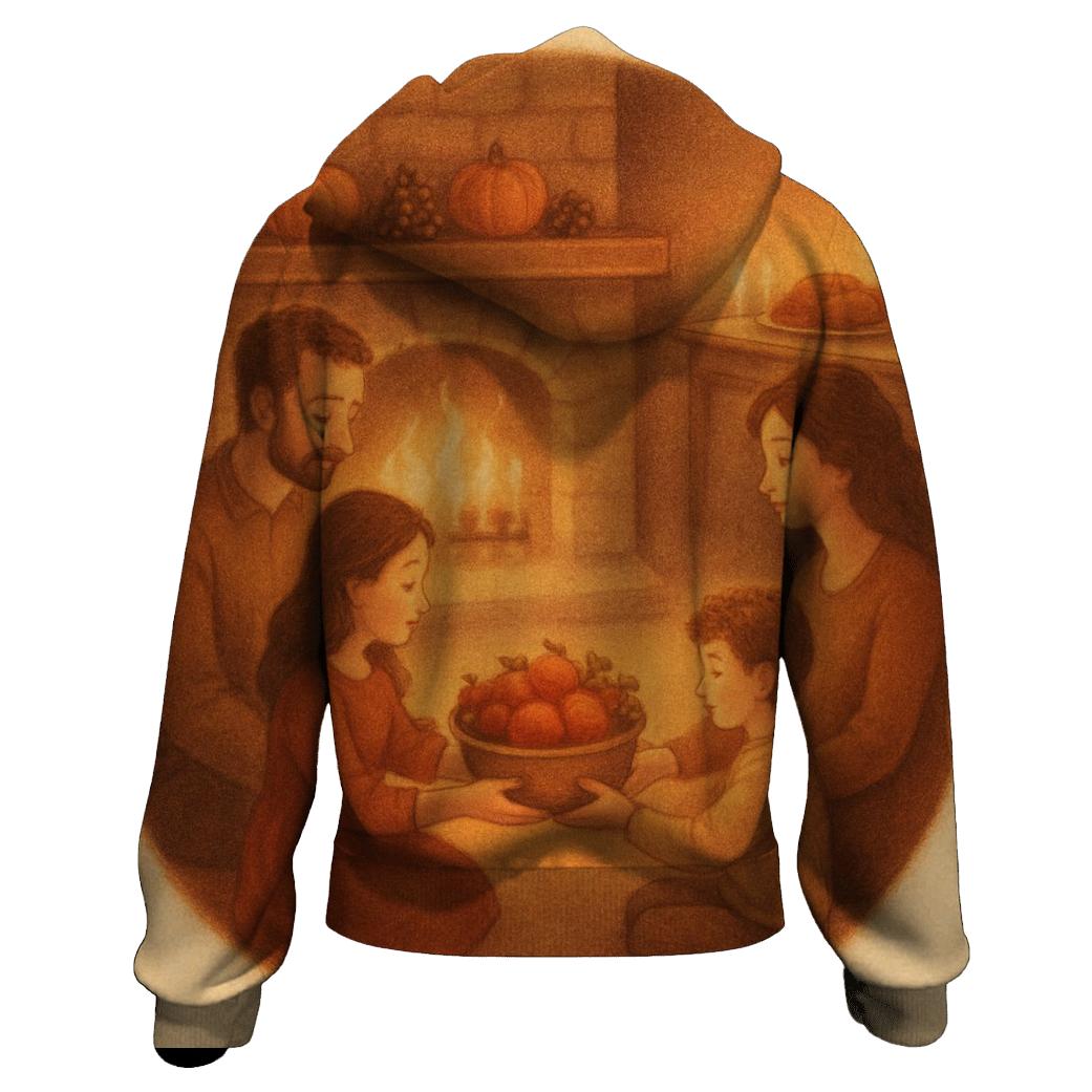 Gratitude Circle By Fireplace heavyweight hoodies