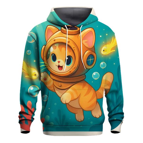 Bubble Reef Diver Kitten pullover hoodies