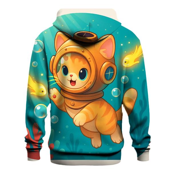 Bubble Reef Diver Kitten pullover hoodies
