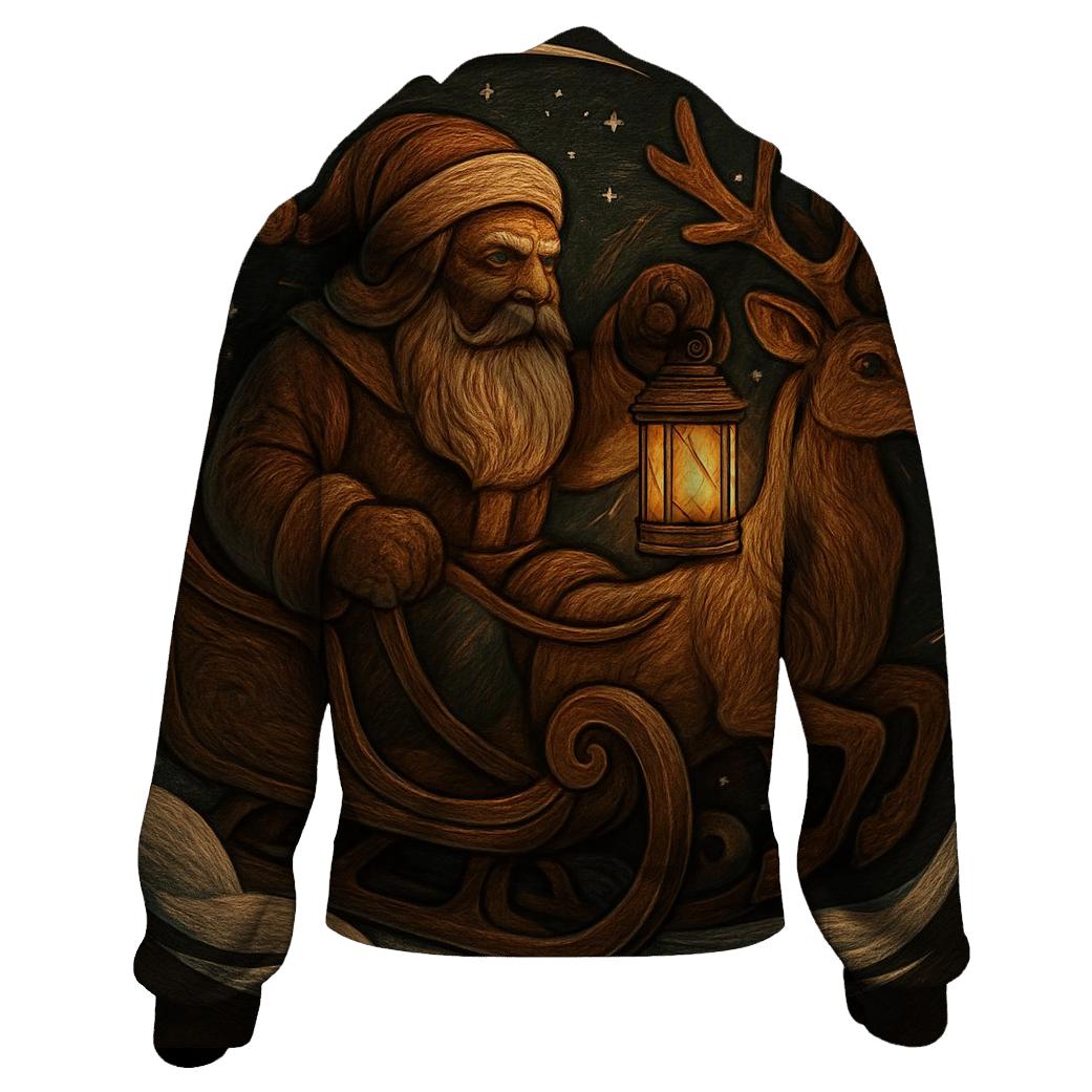 Vintage Wood Carved Santa Lantern Ride lightweight hoodies