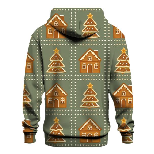 Gingerbread Village Block Repeat On Sage Background pullover hoodies