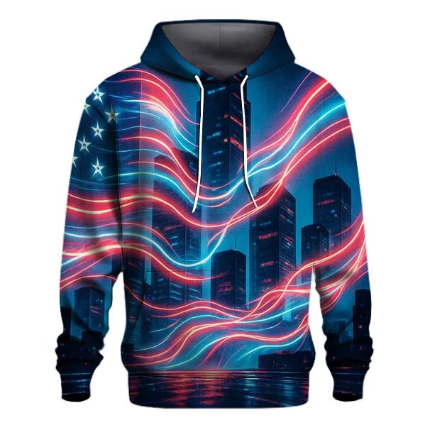 Neon Skyline Flag Drift graphic hoodies