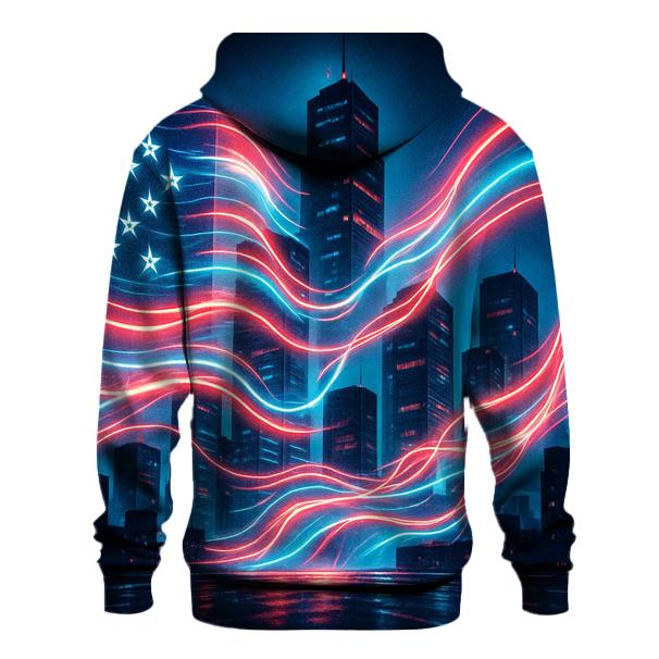 Neon Skyline Flag Drift graphic hoodies