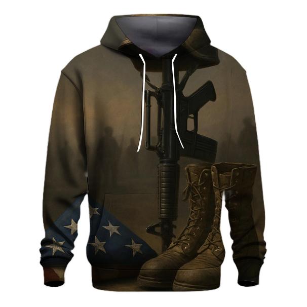 Folded Flag And Silent Rifle Tribute graphic hoodies