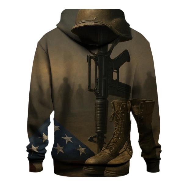 Folded Flag And Silent Rifle Tribute graphic hoodies