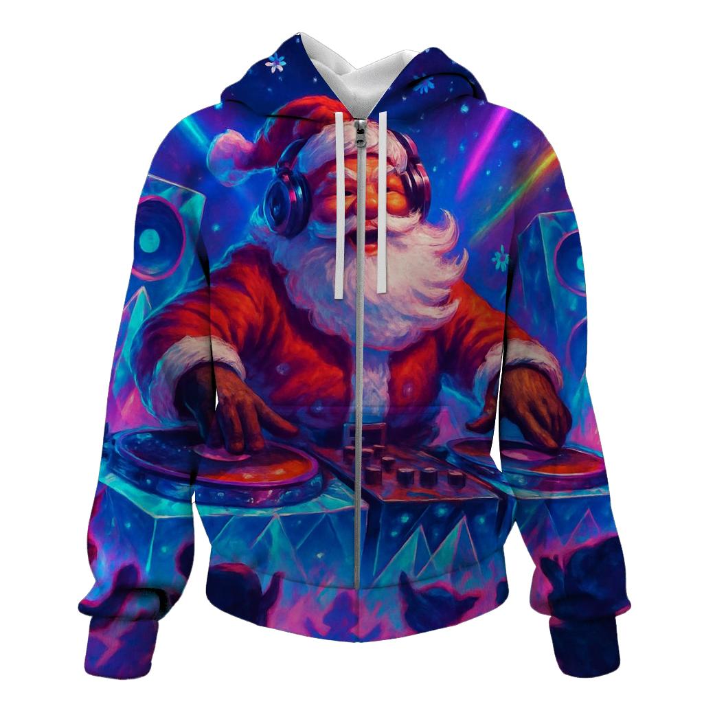 Santa DJ At The North Pole Rave heavyweight hoodies