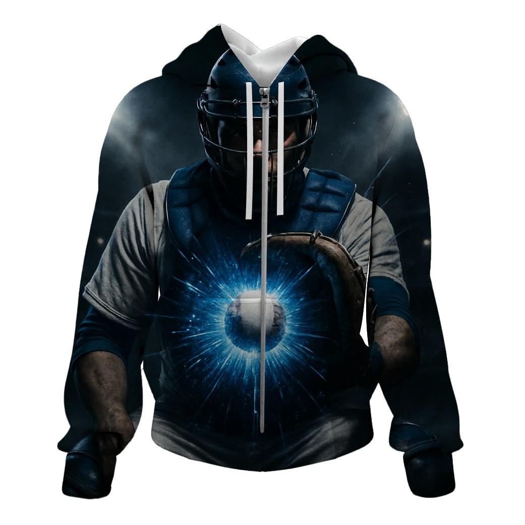 Midnight Catcher Shield Burst premium hoodies