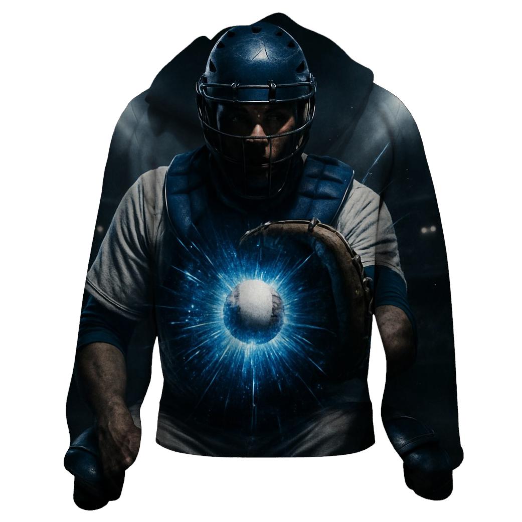Midnight Catcher Shield Burst premium hoodies