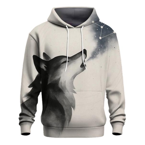 Celestial Ink Wash Wolf Constellator embroidered hoodies