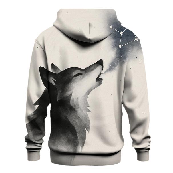 Celestial Ink Wash Wolf Constellator embroidered hoodies