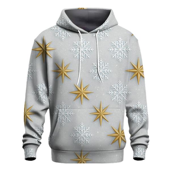 Star And Snowflake Diagonal Array On Light Gray Background hoodies fashion