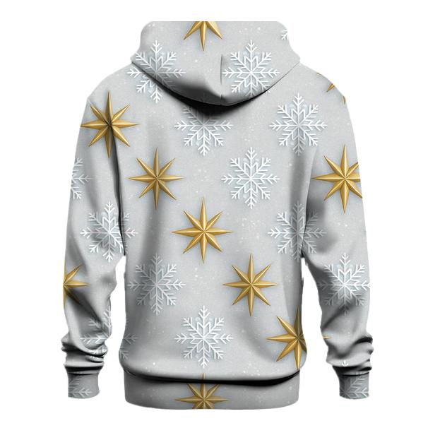 Star And Snowflake Diagonal Array On Light Gray Background hoodies fashion
