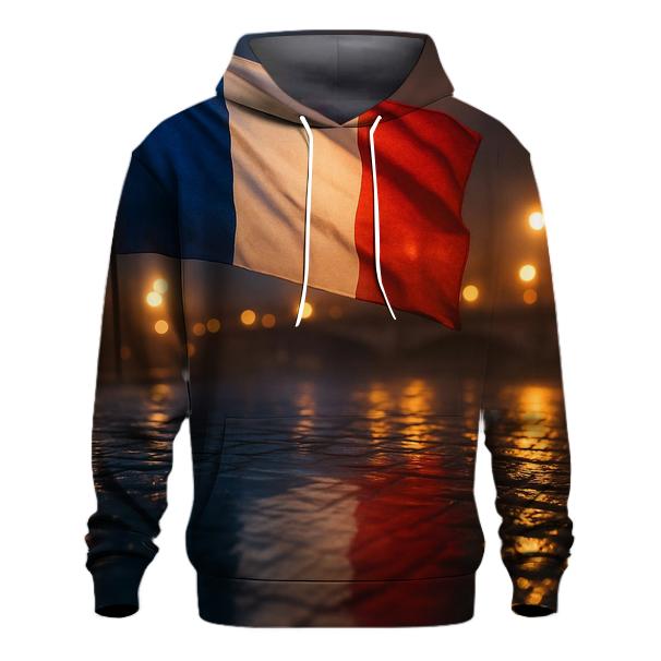 France City Rain Reflection Flag embroidered hoodies