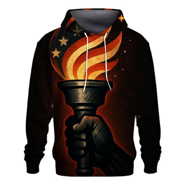 Torch Of Liberty In Steel And Stripes heavyweight hoodies