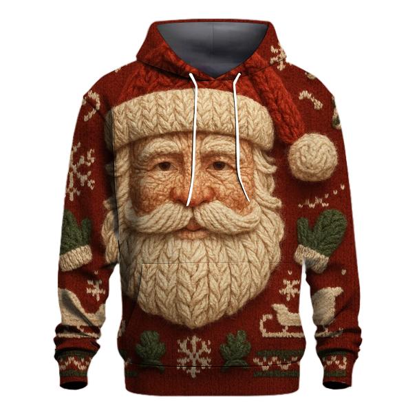 Knitted Pattern Candy Cane Santa pullover hoodies