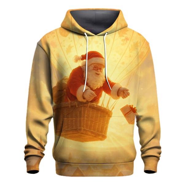 Golden Sunrise Santa Delivering By Hot Air Balloon hoodie designs
