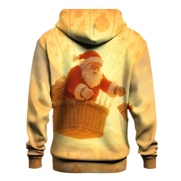 Golden Sunrise Santa Delivering By Hot Air Balloon hoodie designs