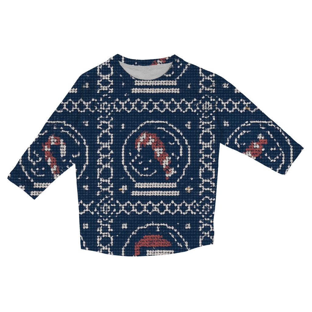 Tinsel Tornado Snow Globe Grid Design casual three quarter sleeve shirts