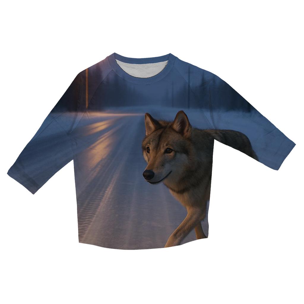 Taiga Wolf Crossing A Winter Ice Road fashion 3/4 sleeve shirts