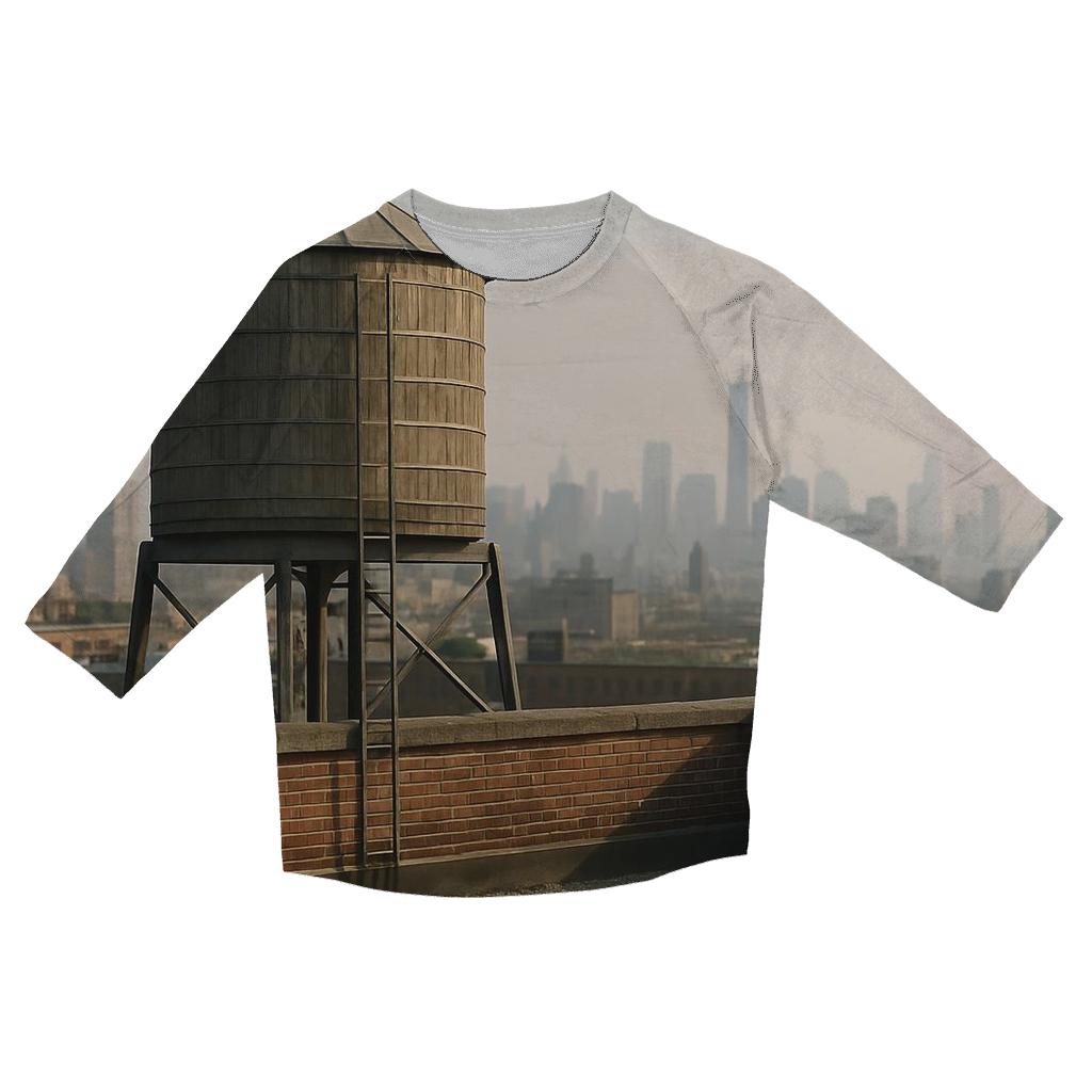 Harlem Rooftop Water Tower Over Downtown Haze stylish quarter sleeve tops