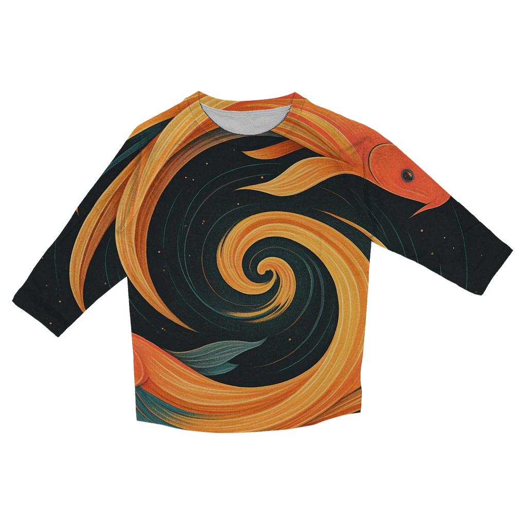 Solar Wind Koi Spiral casual three quarter sleeve shirts
