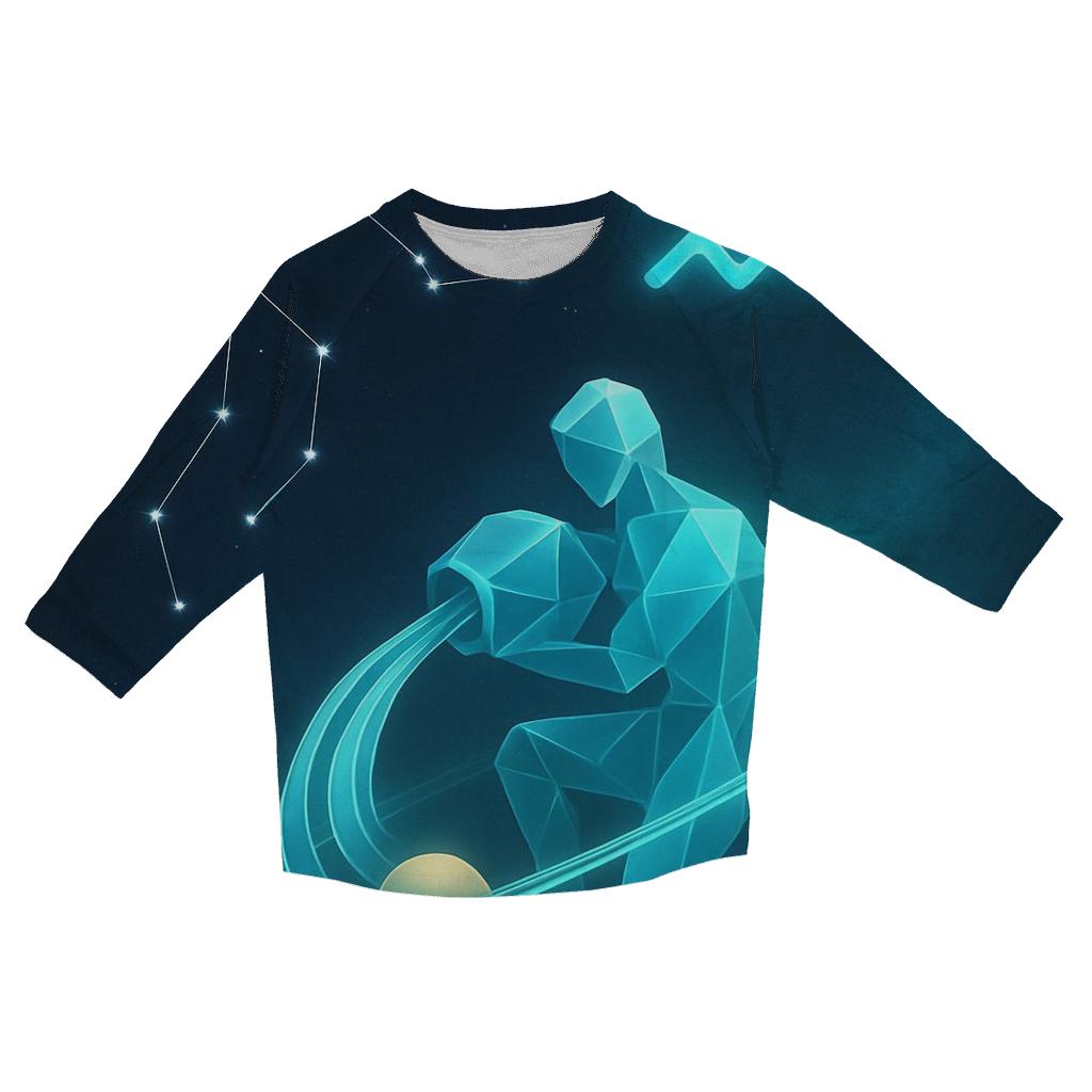 Aquarius Water Bearer Orbit Pour printed three quarter sleeve shirts
