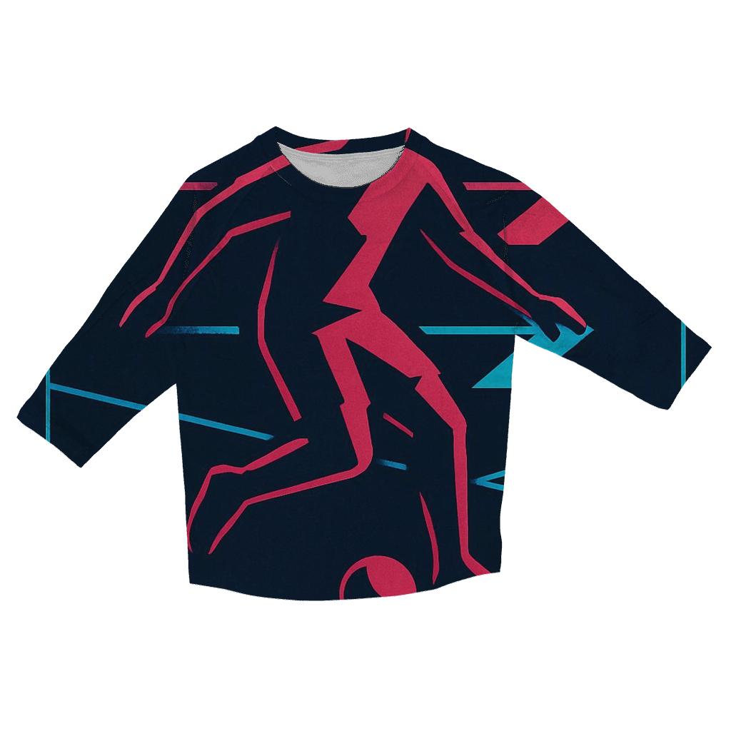 Neon Night Futsal Geometry designer 3/4 sleeve blouses