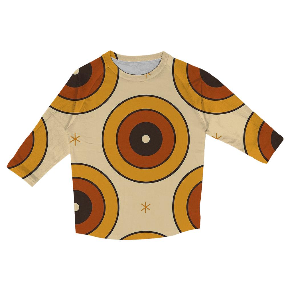 Groovy Record Label Rings printed three quarter sleeve shirts