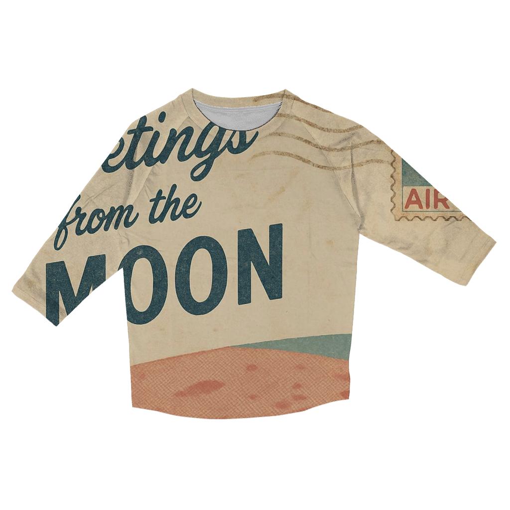 Retro Air Mail Postcard From The Moon stylish quarter sleeve tops