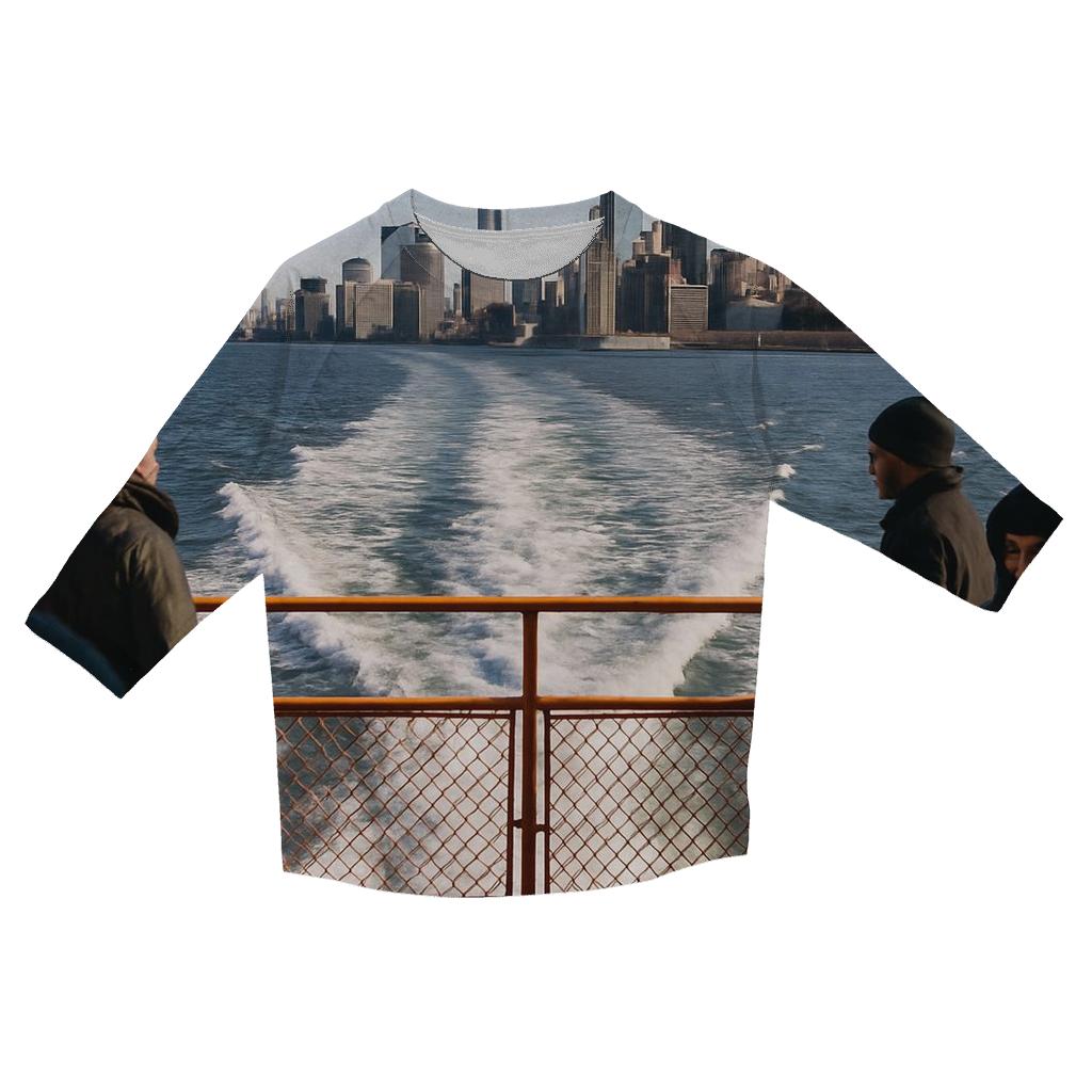 Staten Island Ferry Wake Framing Lower Manhattan designer 3/4 sleeve blouses