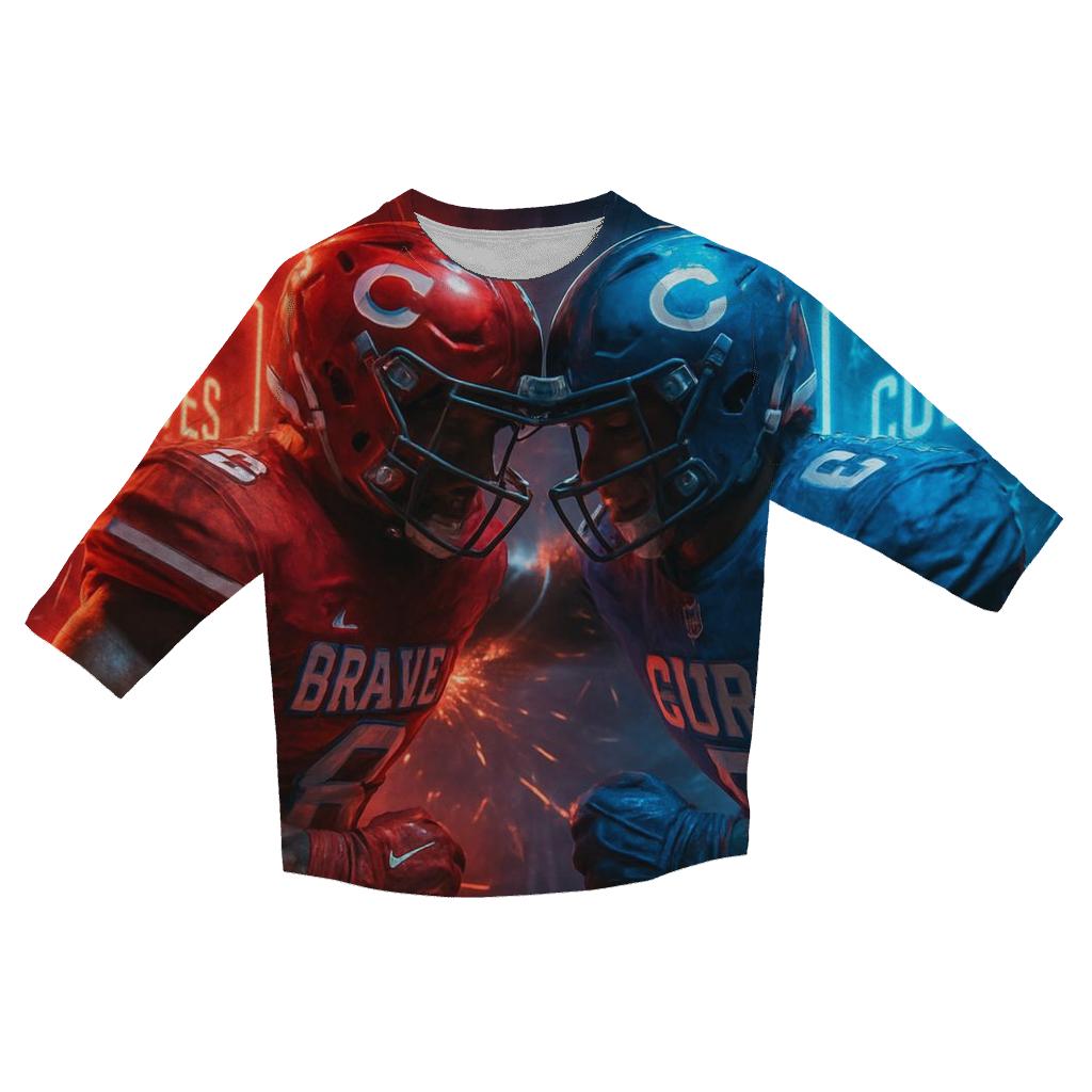 Neon Tunnel Faceoff Braves Vs Cubs printed three quarter sleeve shirts