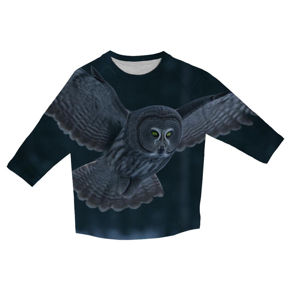 Boreal Stillness Great Gray Owl cotton quarter sleeve shirts